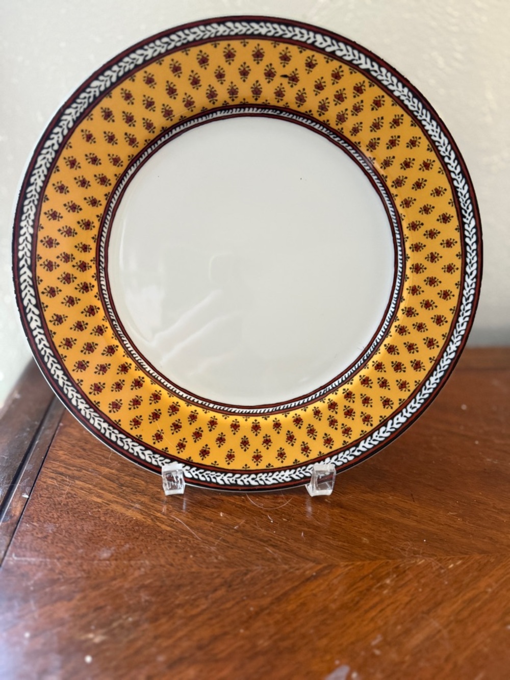 Fitz and Floyd Avignon Elegant Yellow and Brown Dinner Plates-Set of 4